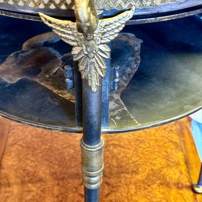 Vintage Trouvailles French Empire Metal Drum Tray Table