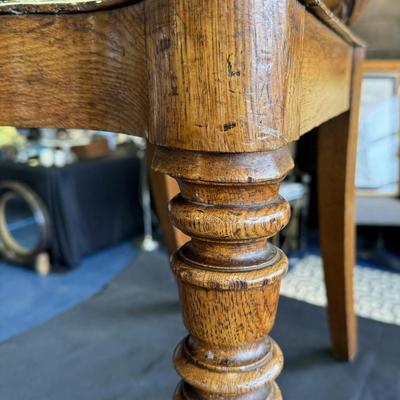 Antique British Oak Heraldic Crested Wood Chairs - a Pair