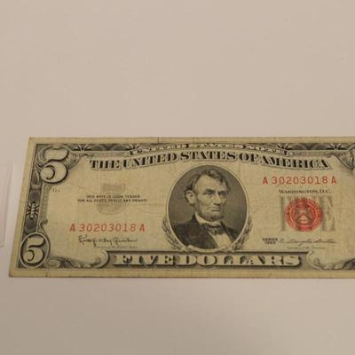 1963 5 DOLLAR RED SEAL BILL