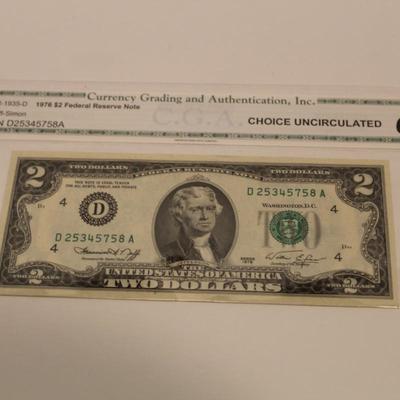 1976 GRADED 2 DOLLAR BILL