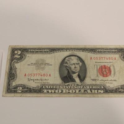 1963 2 DOLLAR RED SEAL BILL