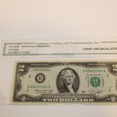 1976 2 Dollar Bill Graded