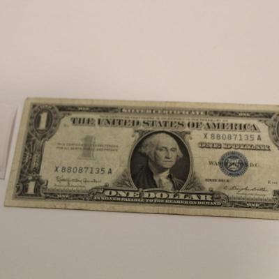 1957 B Blue Seal 1 Dollar Bill Silver Certificate