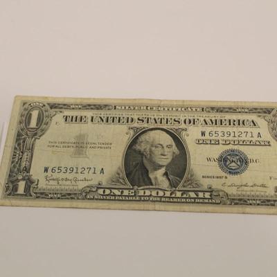 1957 B Blue Seal 1 Dollar Bill Silver Certificate