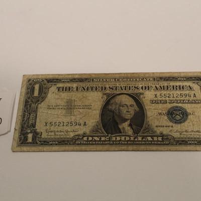1957 B Blue Seal 1 Dollar Bill Silver Certificate