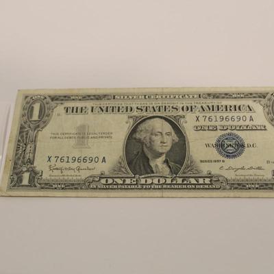 1957 B Blue Seal 1 Dollar Bill Silver Certificate