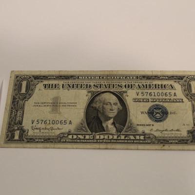 1957 B Blue Seal 1 Dollar Bill Silver Certificate
