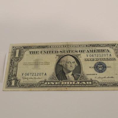 1957 B Blue Seal 1 Dollar Bill Silver Certificate