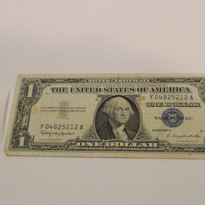 1957 B Blue Seal 1 Dollar Bill Silver Certificate