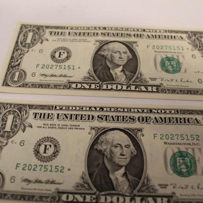 5 Consecutive 1995 1 Dollar Bills STAR NOTES