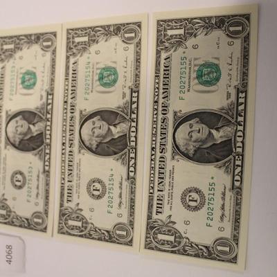 5 Consecutive 1995 1 Dollar Bills STAR NOTES