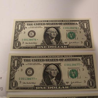 10 Consecutive 2003 A 1 Dollar Bills STAR NOTES