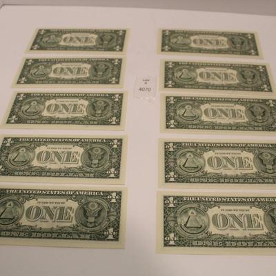 10 Consecutive 2003 A 1 Dollar Bills STAR NOTES