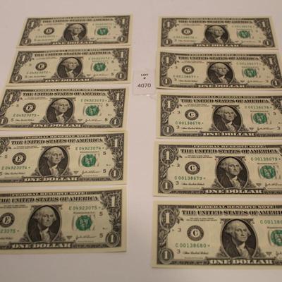 10 Consecutive 2003 A 1 Dollar Bills STAR NOTES