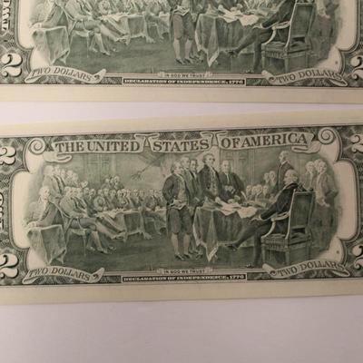 10 Consecutive 1995 2 Dollar Bills