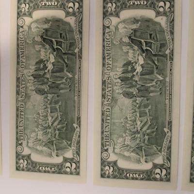 5 Consecutive 1995 2 Dollar Bills