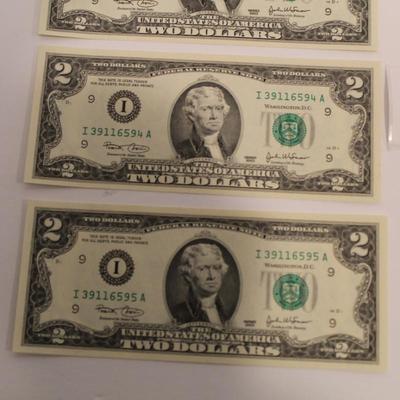 10 Consecutive 2003 2 Dollar Bills