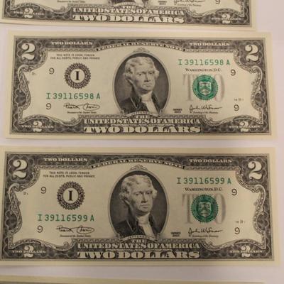 10 Consecutive 2003 2 Dollar Bills