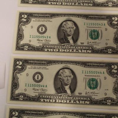 5 Consecutive 2003 2 Dollar Bills