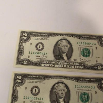 5 Consecutive 2003 2 Dollar Bills