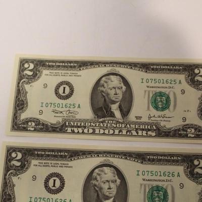 5 Consecutive 2003 2 Dollar Bills