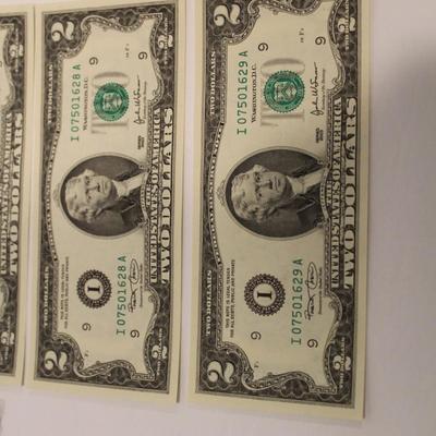5 Consecutive 2003 2 Dollar Bills