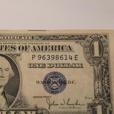 1935 C 1 Dollar Silver Certificate Error Note