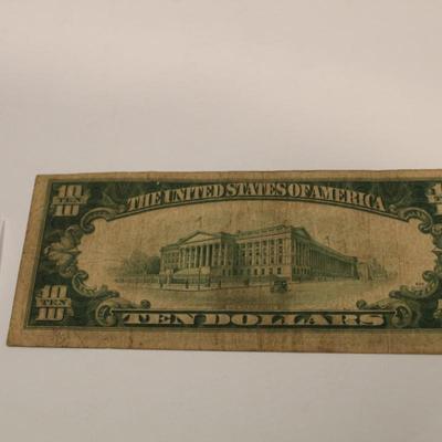 1934 A Blue Seal 10 Dollar Silver Certificate