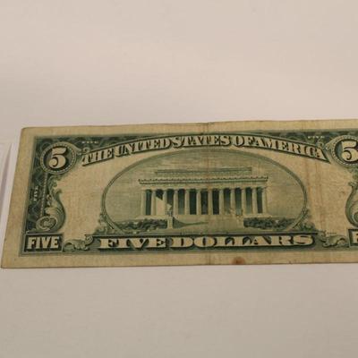 1953 A 5 Dollar Bill Blue Seal Silver Certificate