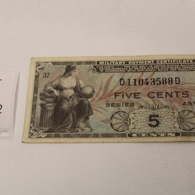 Military Payment Certificate 5 Cents