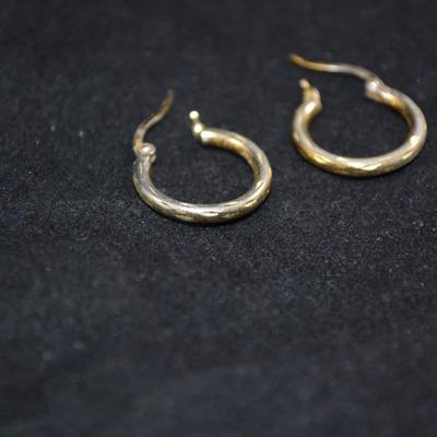 Gold-Tone 925 Sterling Etched Hoop Earrings 1.4g