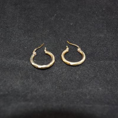 Gold-Tone 925 Sterling Etched Hoop Earrings 1.4g