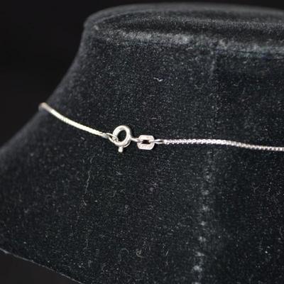 925 Sterling Box Chain w/ 925 Tourmaline Dragonfly Pendant 18â€, 2.9g