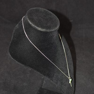 925 Sterling Box Chain w/ 925 Tourmaline Dragonfly Pendant 18â€, 2.9g