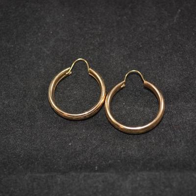 10k Gold Etched Hoop Earrings 2.6g