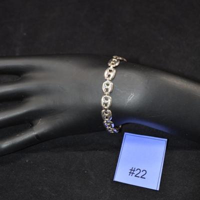 925 Sterling Puffed Mariner Link Bracelet 7â€, 7.5g