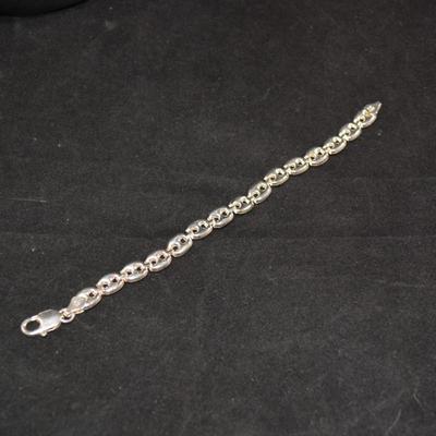 925 Sterling Puffed Mariner Link Bracelet 7â€, 7.5g