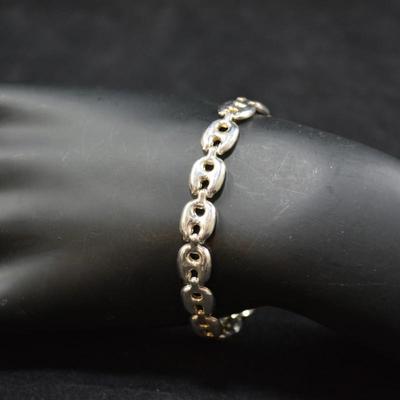 925 Sterling Puffed Mariner Link Bracelet 7â€, 7.5g