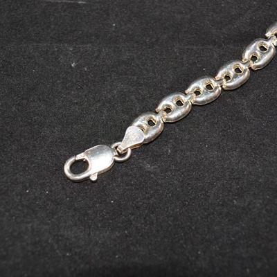 925 Sterling Puffed Mariner Link Bracelet 7â€, 7.5g