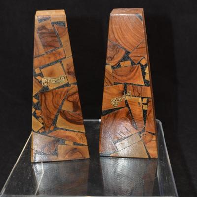Vintage MCM Olive Wood Metronome Salt & Pepper Shakers, ISRAEL 6â€
