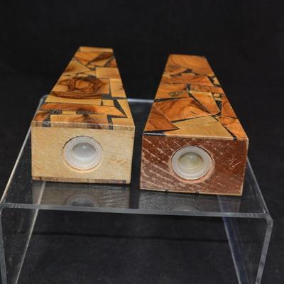 Vintage MCM Olive Wood Metronome Salt & Pepper Shakers, ISRAEL 6â€