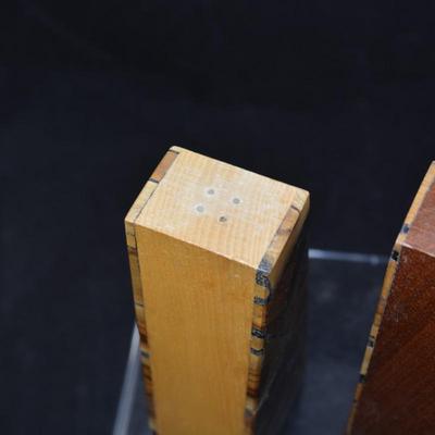Vintage MCM Olive Wood Metronome Salt & Pepper Shakers, ISRAEL 6â€