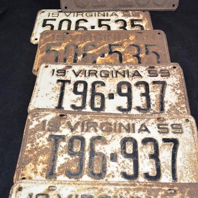 Lot of Very Vintage Virginia License Plates