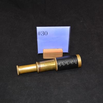 Vintage Small Vinyl Wrapped Brass Spy Scope 3â€