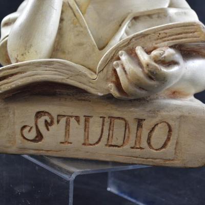 Antique/Vintage Plaster Girl Reading â€œStudioâ€ Advertising Piece 13â€x8â€x8â€
