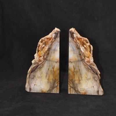 Petrified Sequoia Book Ends 8.25â€ Tall, Felted
