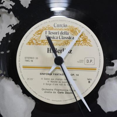 Italian LP Clock w/ Laser-Cut Continents 12â€x12â€x12â€