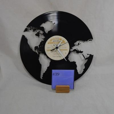 Italian LP Clock w/ Laser-Cut Continents 12â€x12â€x12â€