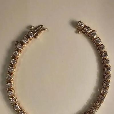 4.14 Ct Round Diamond Tennis Bracelet 14k Yellow Gold G-H /SI1-SI2 Natural