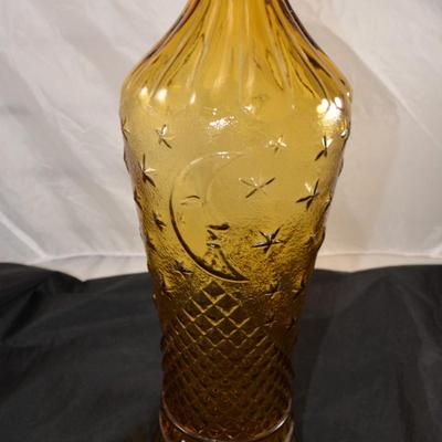 Vintage MCM Tall Amber Stoppered Decanter 23â€
